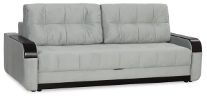 Диван-кровать Татьяна 5 БД Optima велюровый, раскладной, с ящиком для белья, механизм Еврокнижка, светло-серый велюр, 234х117х100см