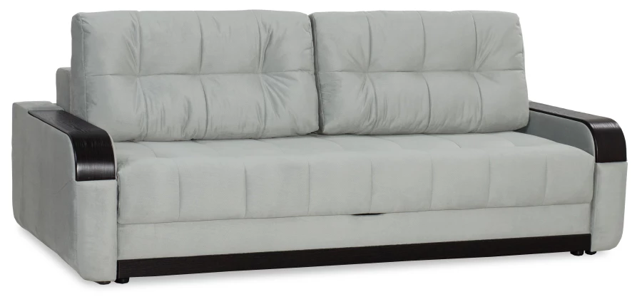 Диван-кровать Татьяна 5 БД Optima велюровый, раскладной, с ящиком для белья, механизм Еврокнижка, светло-серый велюр, 234х117х100см (изображение №1)