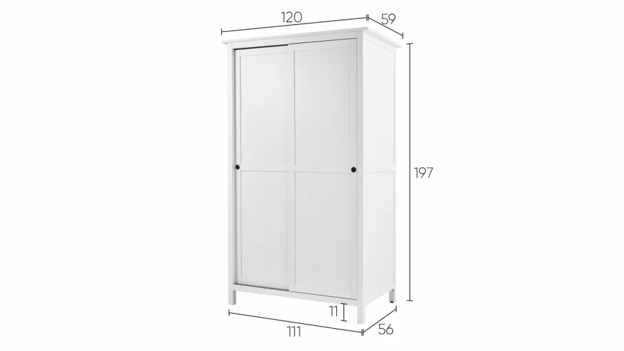 Шкаф-купе - аналог IKEA HEMNES / ХЕМНЭС/ ХЕМНЕС / КЫМОР / ИКЕА 120х197х59 см, белый (изображение №9)