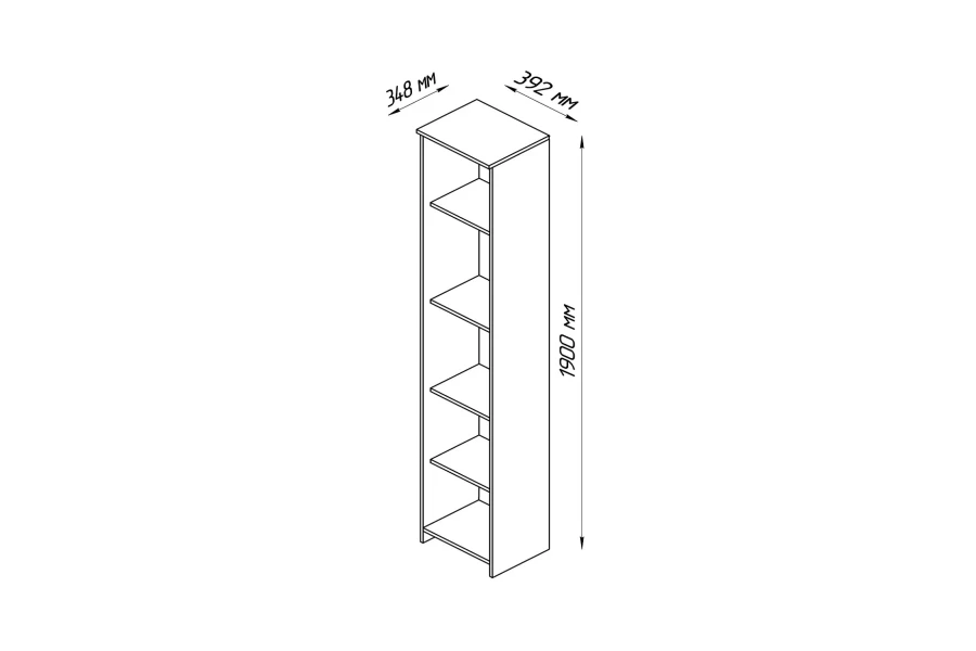 Стеллаж Сириус - аналог IKEA BRIMNES ,39x190,Венге (изображение №3)