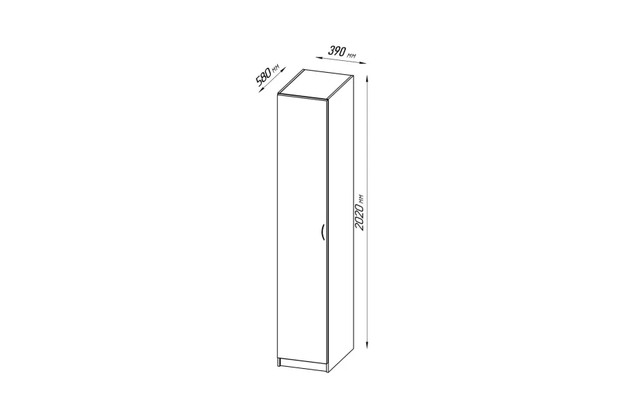 Шкаф 1 дверь  Пегас - аналог IKEA KLEPPSTAD, 39х58х202,белый (изображение №3)