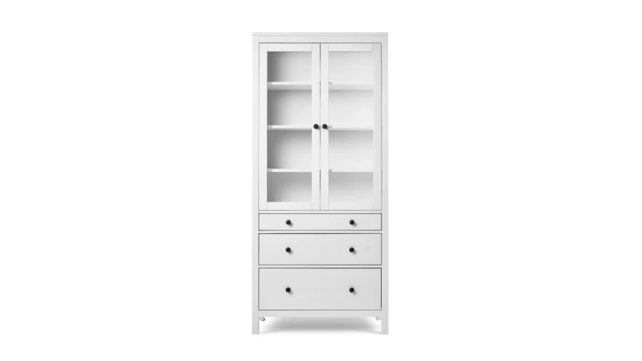 Шкаф-витрина 3 ящика - аналог IKEA HEMNES / ХЕМНЭС/ ХЕМНЕС / КЫМОР / ИКЕА 90х198х37 см, белый (изображение №2)