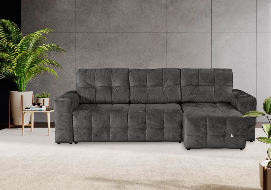 Угловой диван-кровать Реал, темно-серый, 228х160х97 см (изображение №9)