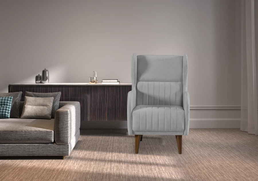 Кресло мягкое Градара, велюр, анатомическое, светло-серый,  66х84х102 см (изображение №10)