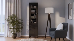 Шкаф-витрина 3 ящика - аналог IKEA HEMNES / ХЕМНЭС/ ХЕМНЕС / КЫМОР / ИКЕА 49х198х37 см, черный