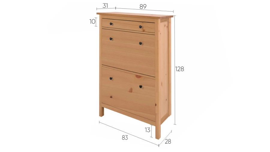 Обувница - аналог IKEA HEMNES / ХЕМНЭС/ ХЕМНЕС / КЫМОР / ИКЕА 89х127x30 см, светло-коричневый (изображение №5)