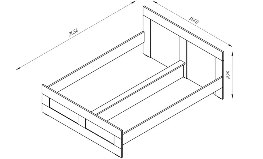 Кровать двойная СИРИУС - аналог IKEA BRIMNES, 140x200 см, сонома (изображение №2)