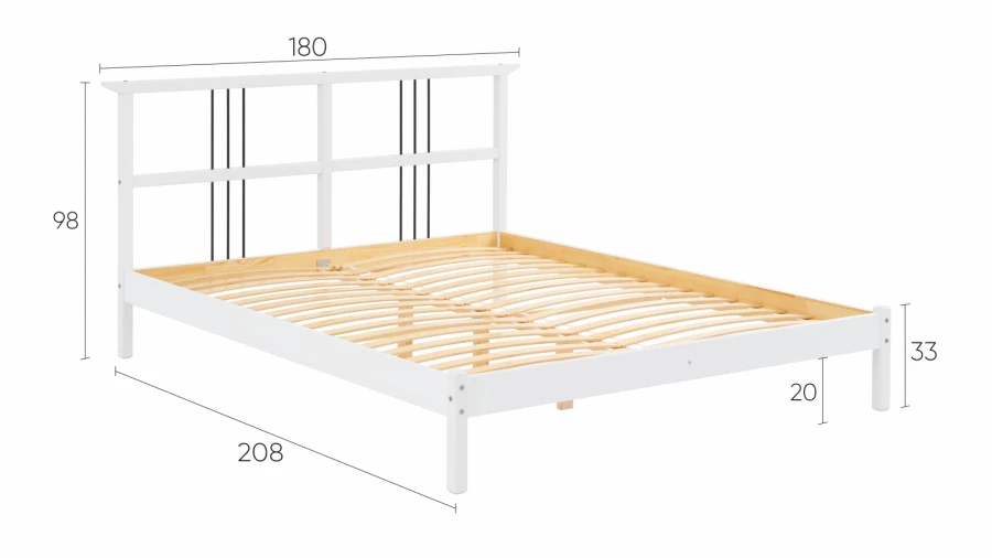 Кровать - аналог IKEA IDANAS/IDANÄS/ВОЙВЫВ/ИКЕА 160х200 см, белый (изображение №5)