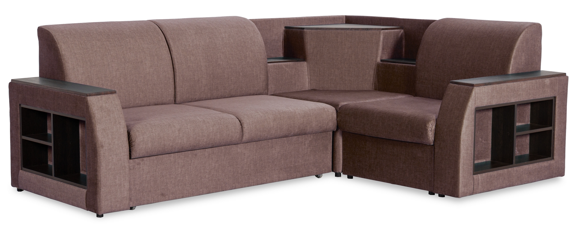 Угловой диван-кровать Сенатор, коричневый, 260х187х92 см