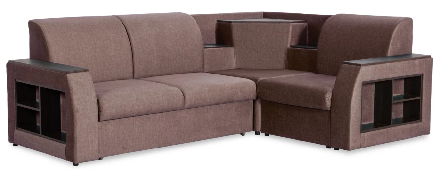 Угловой диван-кровать Сенатор, коричневый, 260х187х92 см (изображение №1)