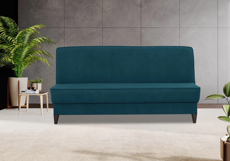 Прямой диван Наварра 2, синий с мелкими разводами 187х87х90 см (изображение №10)