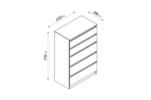 Комод 5 ящиков Кастор - аналог IKEA KULLEN, 65х39х111,белый
