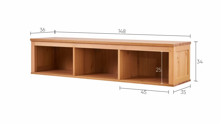 Полка навесная - аналог IKEA HEMNES / ХЕМНЭС/ ХЕМНЕС / КЫМОР / ИКЕА 148х34х37 см, светло-коричневый (изображение №5)