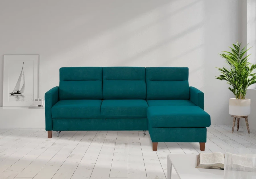 Диван-кровать Марсель со спальным местом синий с мелкими разводами 228х160х97 см (изображение №4)