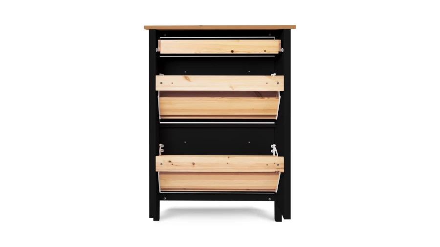 Обувница - аналог IKEA HEMNES / ХЕМНЭС/ ХЕМНЕС / КЫМОР / ИКЕА 89х127x30 см, черный/светло-коричневый (изображение №4)