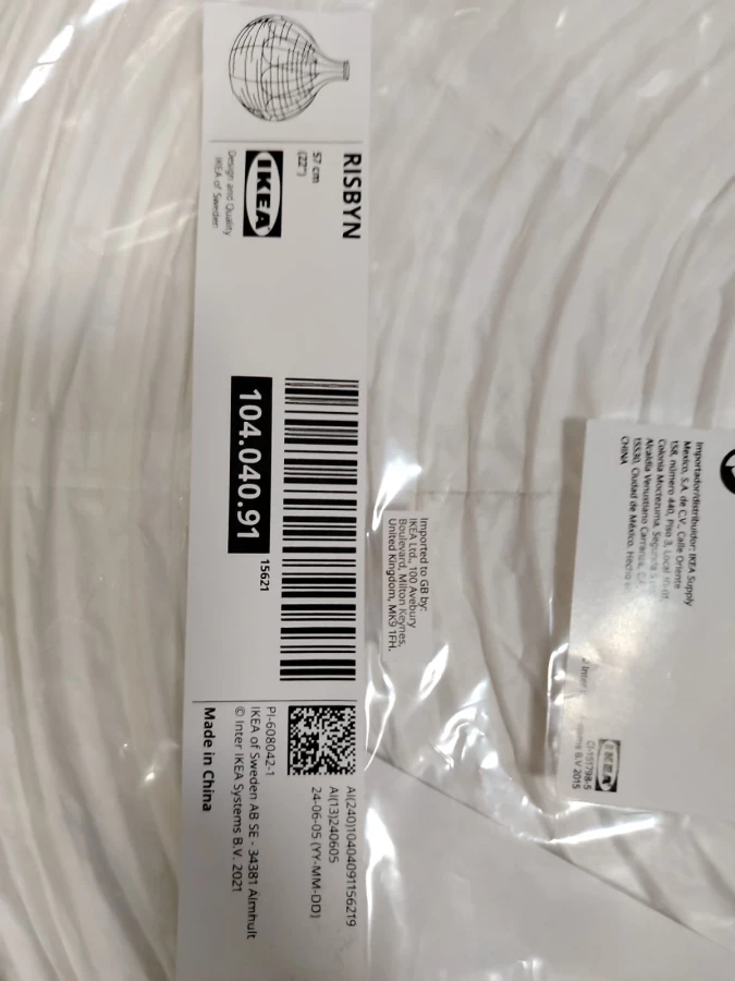 Абажур - IKEA RISBYN/РИСБИН ИКЕА, 64х57 см, белый. Товар уцененный (изображение №3)