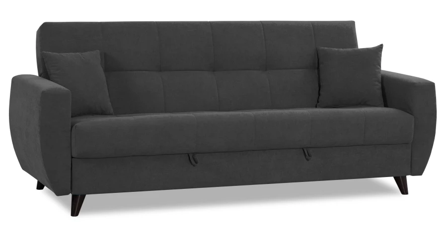 Диван-кровать Бетти 2 велюровый, раскладной, темно-серый, 236х88х96 см (изображение №5)