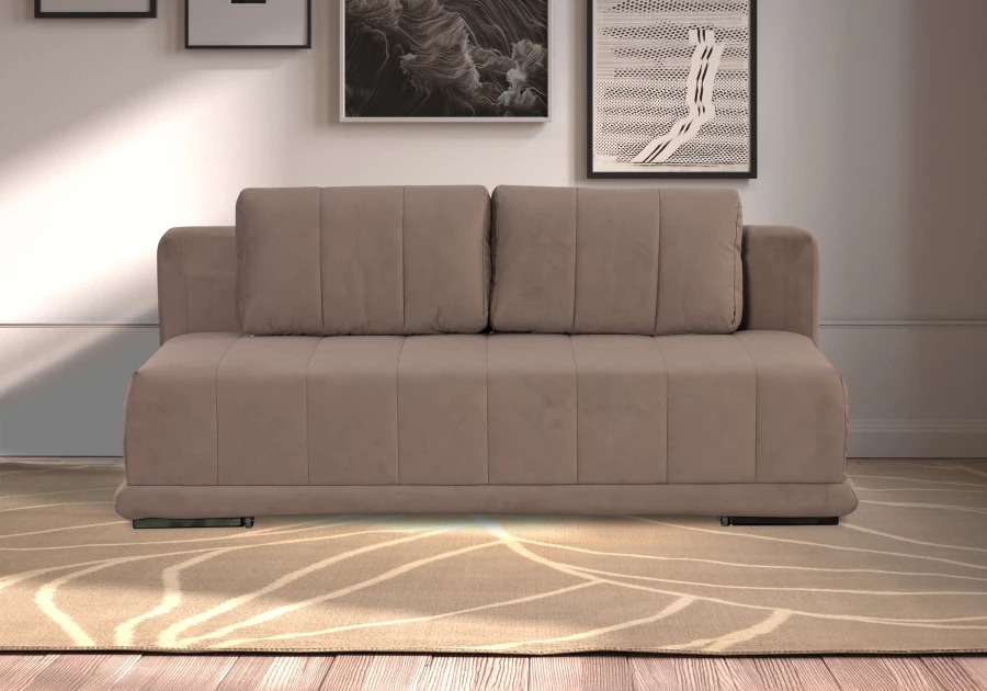 Диван-кровать Флорида, велюровый, кофейно-песочно-серый, 201х90х90 см (изображение №10)