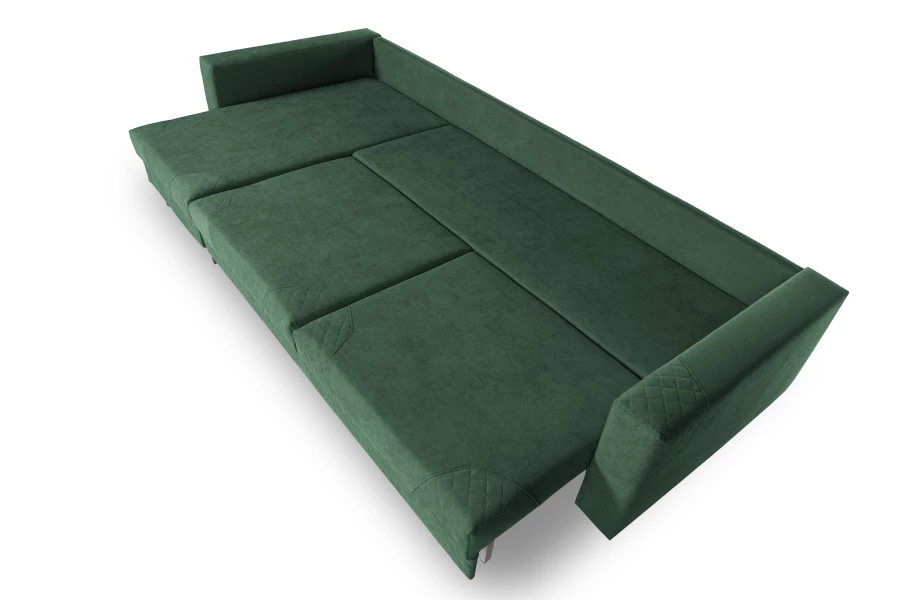 Диван-кровать Тенериф 3 прямой, велюровый, раскладной, зеленый, 312х157х90 см. (изображение №8)