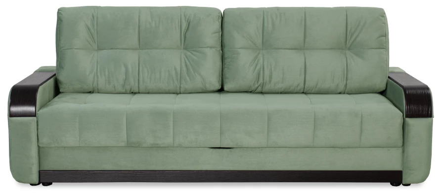Диван-кровать Татьяна 5 БД Optima велюровый, раскладной, с ящиком для белья/ механизм Еврокнижка, мятный велюр,  234х117х100см (изображение №2)