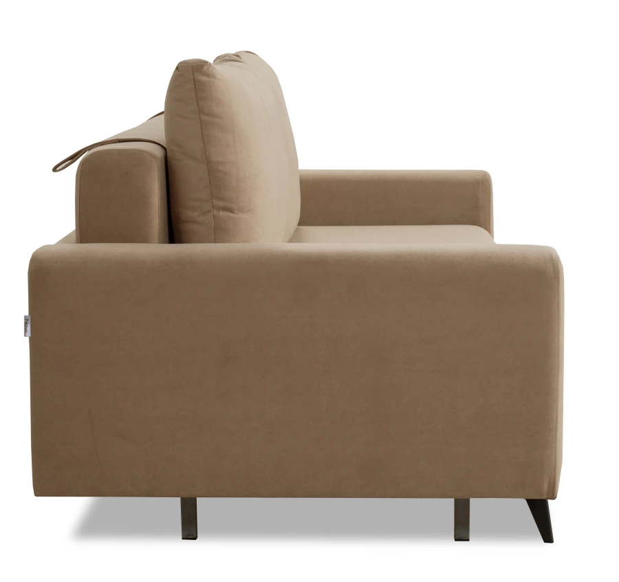 Диван-кровать Халиф велюровый, механизм Еврокнижка, бежево-коричневый, 241х105х98 см (изображение №4)