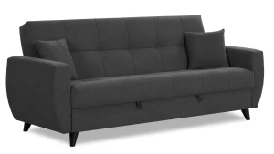 Диван-кровать Бетти 2 велюровый, раскладной, темно-серый, 236х88х96 см