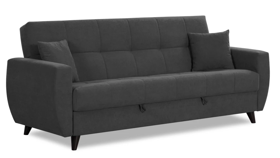 Диван-кровать Бетти 2 велюровый, раскладной, темно-серый, 236х88х96 см (изображение №1)