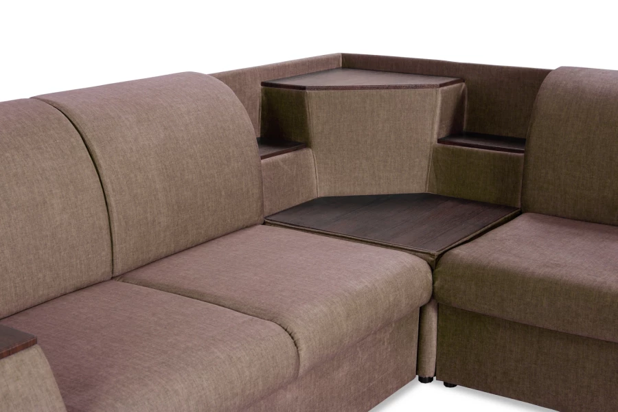 Угловой диван-кровать Сенатор, коричневый, 260х187х92 см (изображение №8)