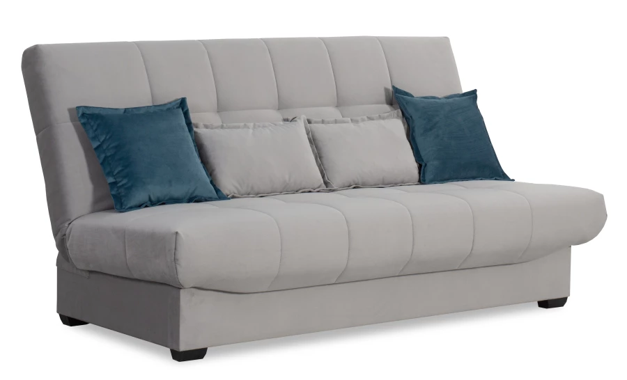 Прямой диван-кровать Аккорд, велюровый, раскладной, серый, 192х100х95 см (изображение №1)