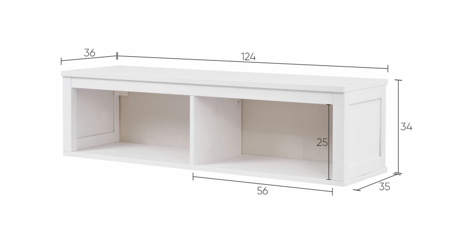 Полка навесная - аналог IKEA HEMNES / ХЕМНЭС/ ХЕМНЕС / КЫМОР / ИКЕА 124х34х37 см, белый (изображение №5)