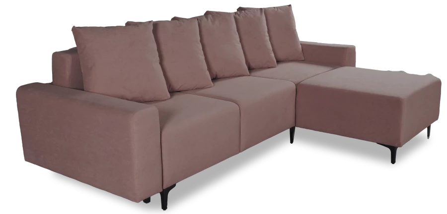 Угловой диван-кровать Халиф, механизм Пантограф, розово-сиреневый велюр, 261х102х96 см (изображение №5)