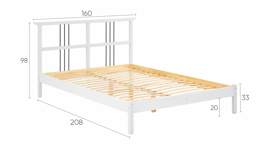 Кровать - аналог IKEA IDANAS/IDANÄS/ВОЙВЫВ/ИКЕА 140х200 см, белый (изображение №5)