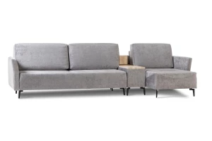 Диван-кровать Тенериф 2, велюровый, раскладной, серый шенилл, 334х156х93 см