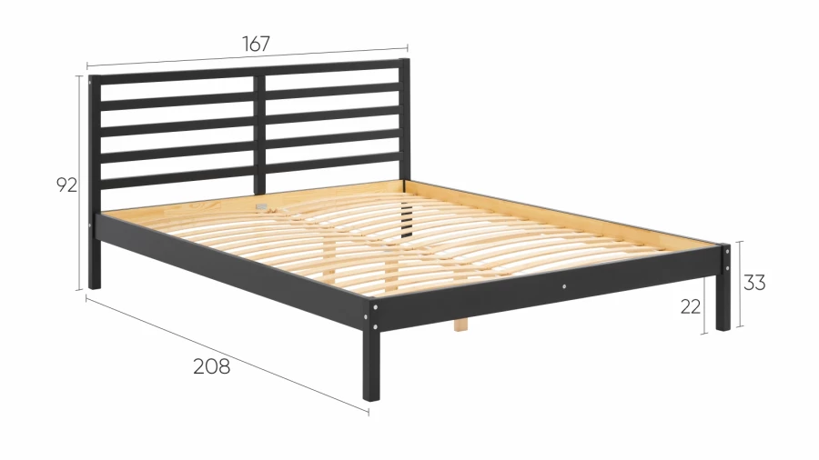 Кровать - аналог IKEA IDANAS/IDANÄS/ТИРАНА/ИКЕА 160х200 см, черный (изображение №5)