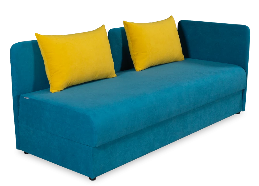 Диван-кровать Орлеан велюровый, раскладной, с ящиком для белья, механизм Книжка, желтый велюр, 198х88х81 см (изображение №5)