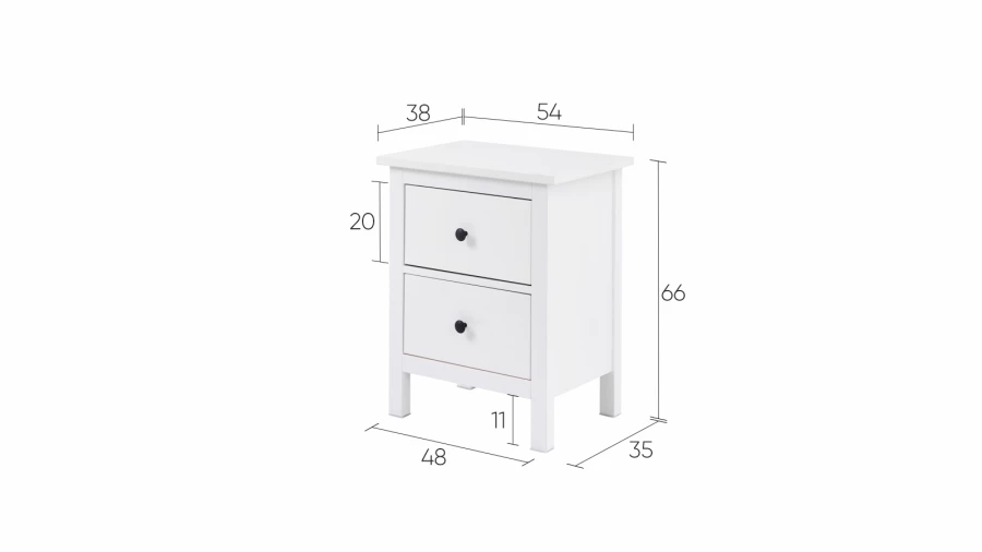 Комод с 2 ящиками - аналог IKEA HEMNES / ХЕМНЭС/ ХЕМНЕС / КЫМОР / ИКЕА 54х66х38 см, белый (изображение №3)