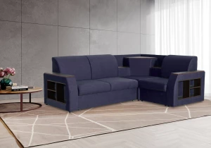 Второе фото. Угловой диван-кровать Сенатор, темно-синий, 260х187х92 см