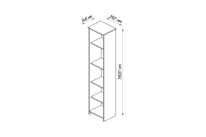 Стеллаж Сириус - аналог IKEA BRIMNES ,39x190, дуб сонома