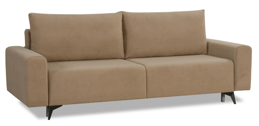 Диван-кровать Халиф велюровый, механизм Еврокнижка, бежево-коричневый, 241х105х98 см (изображение №1)