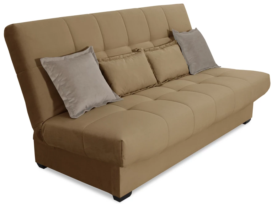 Прямой диван-кровать Аккорд, велюровый, раскладной, какао, 192х100х95 см (изображение №15)