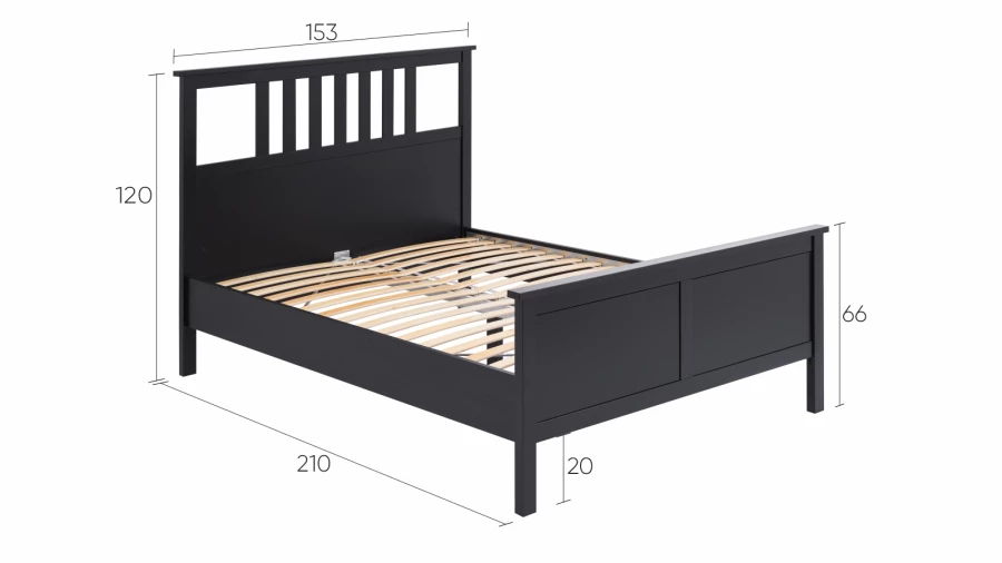 Кровать - аналог IKEA HEMNES / ХЕМНЭС/ ХЕМНЕС / КЫМОР / ИКЕА 140х200 см, черный (изображение №5)