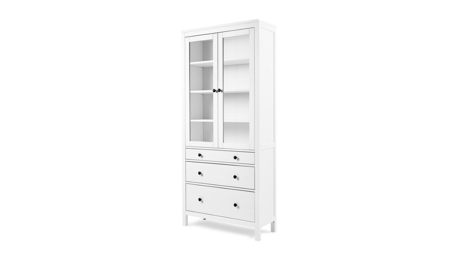 Шкаф-витрина 3 ящика - аналог IKEA HEMNES / ХЕМНЭС/ ХЕМНЕС / КЫМОР / ИКЕА 90х198х37 см, белый