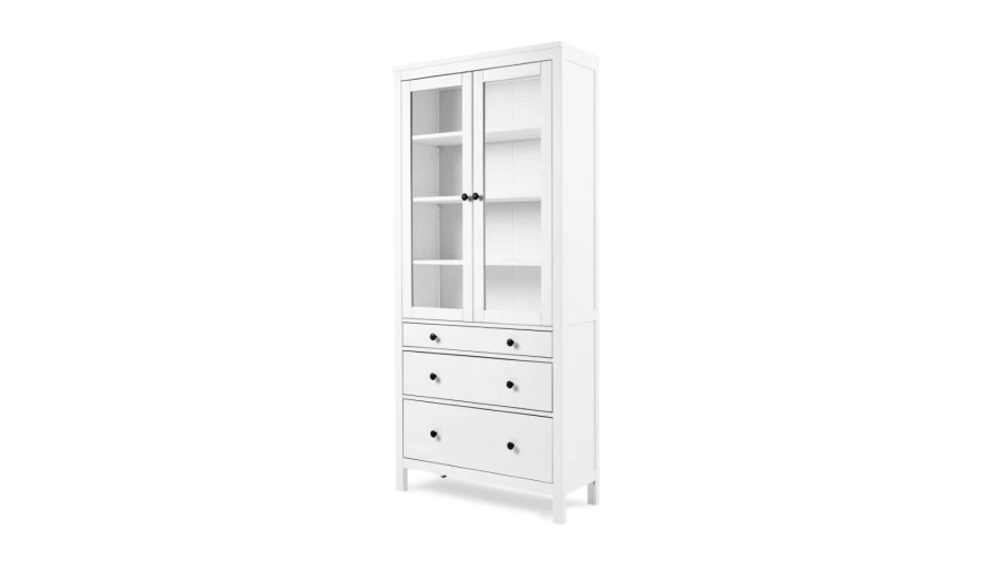 Шкаф-витрина 3 ящика - аналог IKEA HEMNES / ХЕМНЭС/ ХЕМНЕС / КЫМОР / ИКЕА 90х198х37 см, белый (изображение №1)