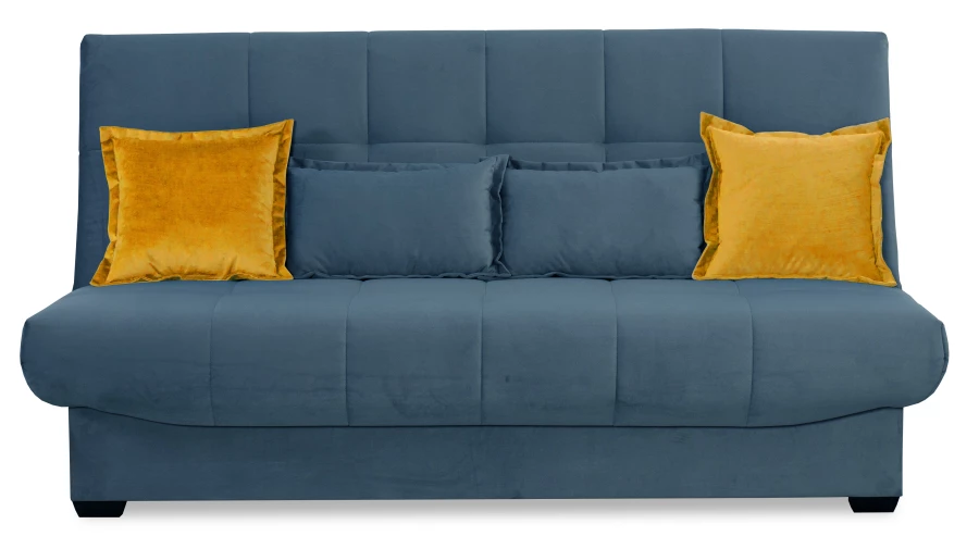 Прямой диван-кровать Аккорд, велюровый, раскладной, темно-синий, 192х100х95 см (изображение №2)
