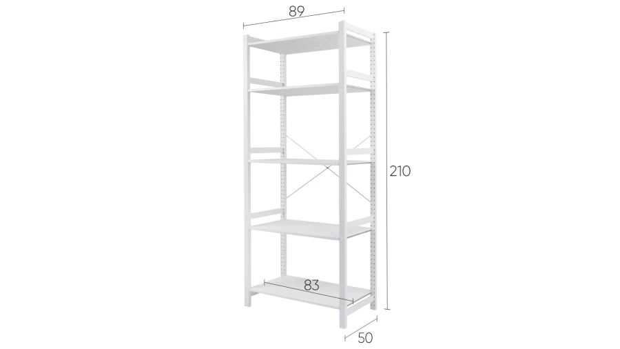 Стеллаж 5 полок - аналог IKEA/IVAR/ИВАР/УДОРА/ ИКЕА,  89x210x50см, белый (изображение №5)