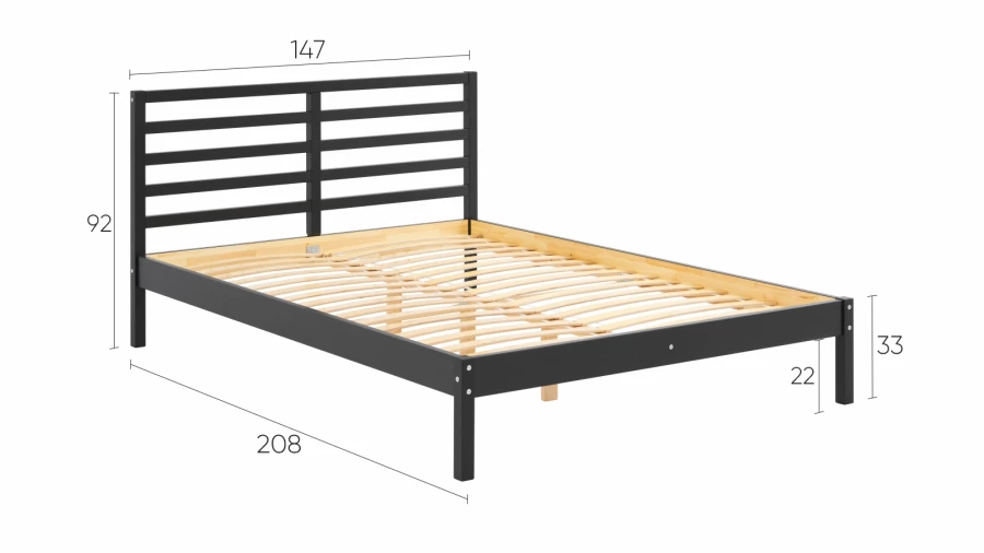 Кровать - аналог IKEA IDANAS/IDANÄS/ТИРАНА/ИКЕА 140х200 см, черный (изображение №5)