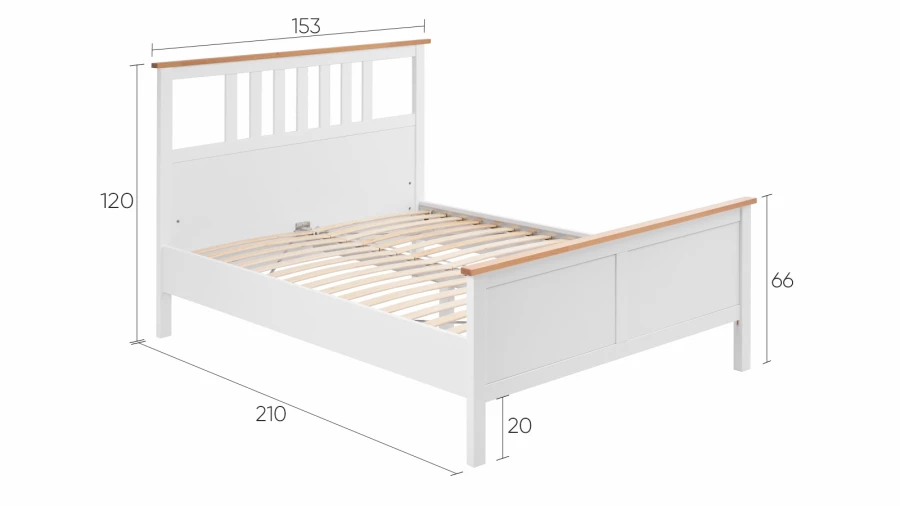 Кровать - аналог IKEA HEMNES / ХЕМНЭС/ ХЕМНЕС / КЫМОР / ИКЕА 140х200 см, белый/светло-коричневый (изображение №5)