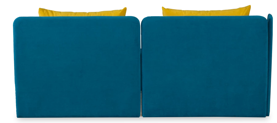 Диван-кровать Орлеан велюровый, раскладной, с ящиком для белья, механизм Книжка, желтый велюр, 198х88х81 см (изображение №11)