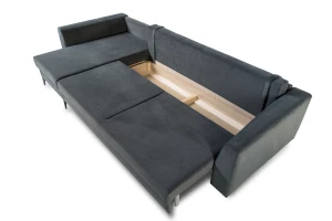Второе фото. Диван-кровать Тенериф 1, велюровый, раскладной, графитовый велюр, 315х157х70 см