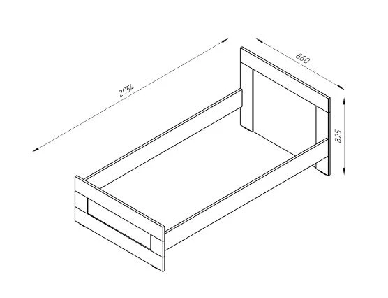 Кровать одинарная СИРИУС - аналог IKEA BRIMNES, 80x200 см, белая (изображение №2)